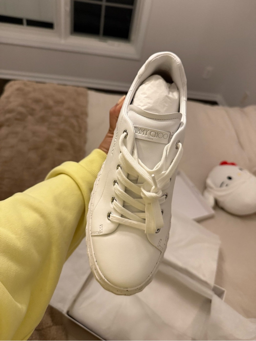 Jimmy Choo White Women's Diamond Light Leather Sneakers